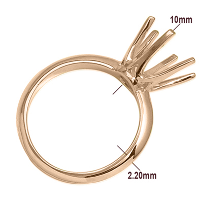 14k Solid Rose Gold Six-Prong Knife Edge Ring