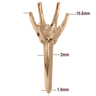14k Solid Rose Gold Six-Prong Knife Edge Ring