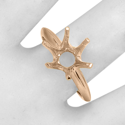 14k Solid Rose Gold Six-Prong Knife Edge Ring