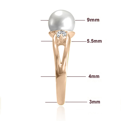 South Sea Cultured Pearl Split Shank Diamond Ring