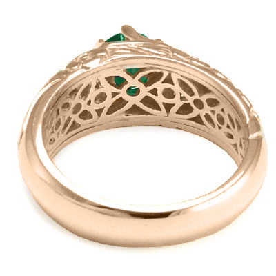 Men's 18k Rose Gold Emerald ROCOCO design Ring