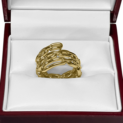 14k Solid Yellow Gold figaro Chain Ring