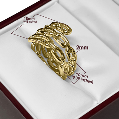 14k Solid Yellow Gold figaro Chain Ring