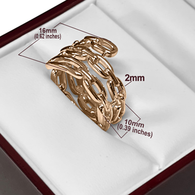 14k Solid Rose Gold figaro Chain Ring