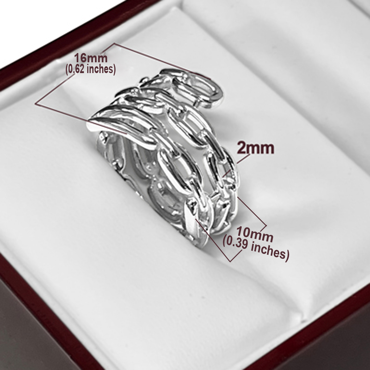 14k Solid White Gold figaro Chain Ring