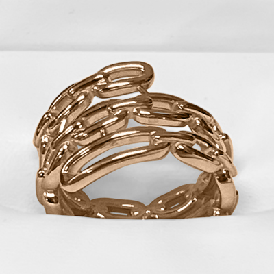 18k Solid Rose Gold figaro Chain Ring