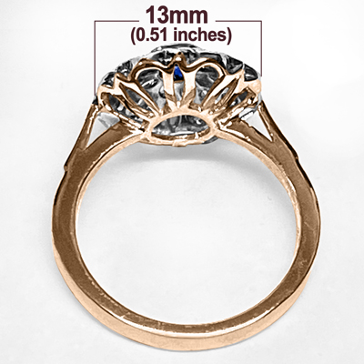 Russian style Diamond Sapphire Ring 14k Rose White