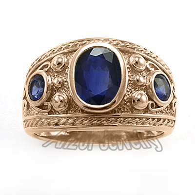 Men's Ring Genuine Ceylon Sapphire 10k Gold