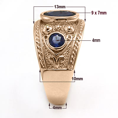 Men's Ring Genuine Ceylon Sapphire 10k Gold