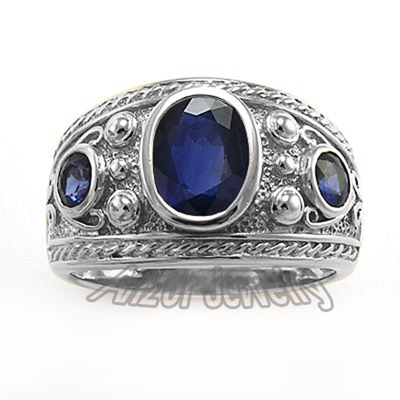 Men's Ring Genuine Ceylon Sapphire 10k Gold
