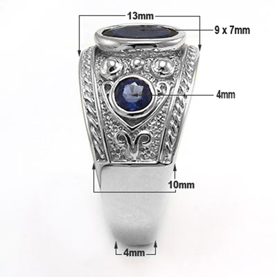 Men's Ring Genuine Ceylon Sapphire 10k Gold