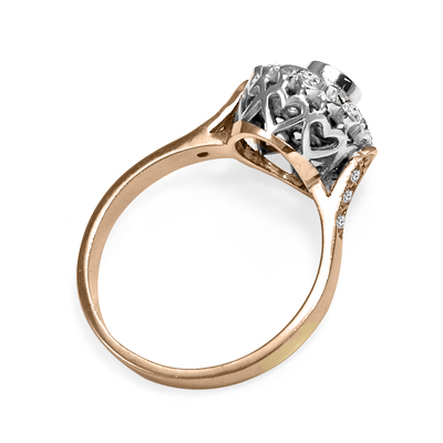 14k Gold Genuine Diamond Russian Style ring