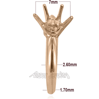 Six-Prong Knife Edge Ring Mounting 14K