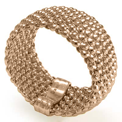 Woman's 14k Gold Flexible Mesh Ring