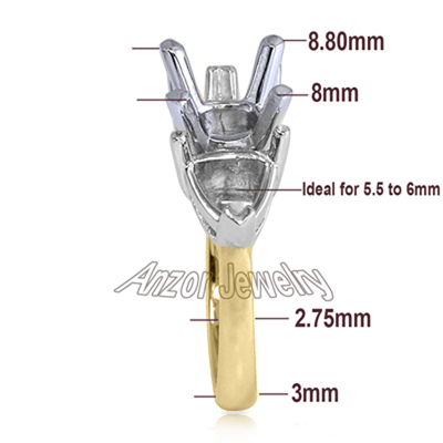 14k Yellow and White Gold Ring Setting