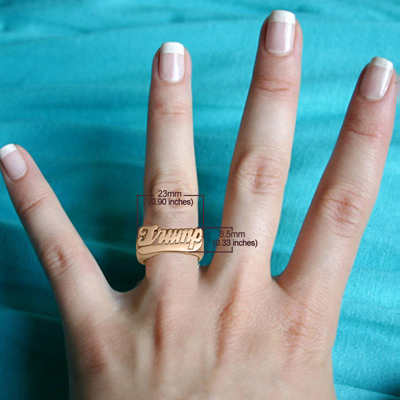14k Solid Rose Gold Trump Name Ring