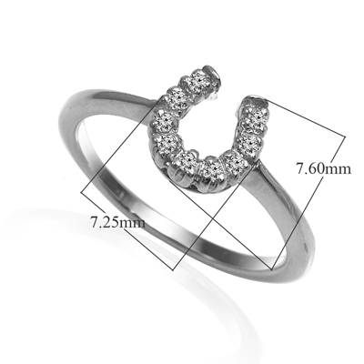 Diamond Horseshoe Ring in Silver