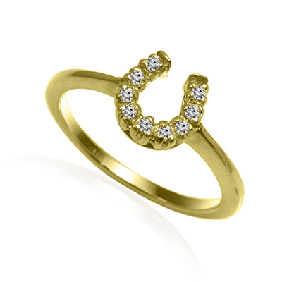 18k Gold Diamond Horseshoe Ring F VS 1