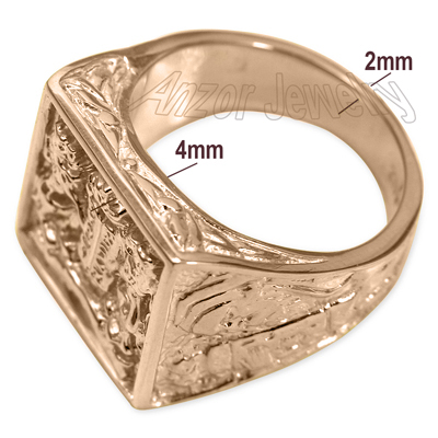 Lions Facing The Ten Commandments Ring in 14k Gold