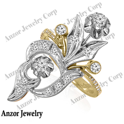 14k Yellow & White Gold Russian style Diamond Ring