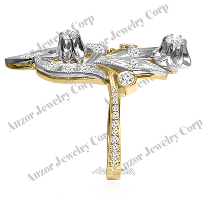 14k Yellow & White Gold Russian style Diamond Ring