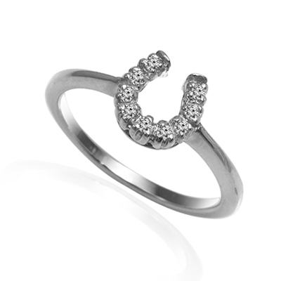 Platinum 950 Diamond Horseshoe Ring for women
