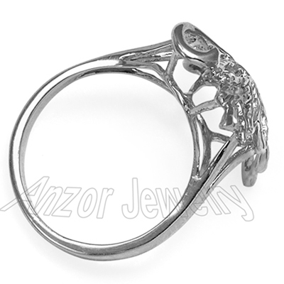 14K White Gold Leaf Ring