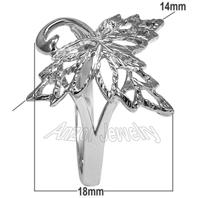 14K White Gold Leaf Ring