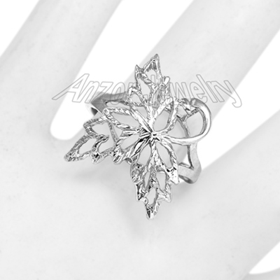 14K White Gold Leaf Ring