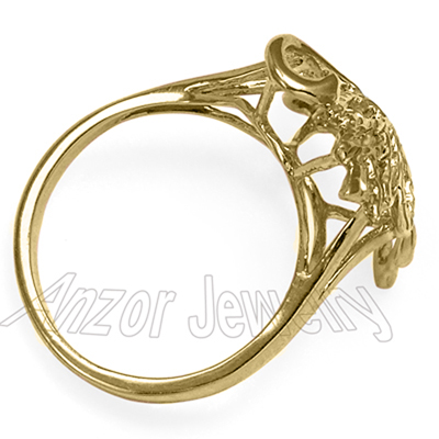 14K Solid Yellow Gold Leaf Ring Кленови лист