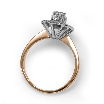 14K  Gold Genuine Diamond Russian style Ring