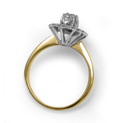 14K Gold Genuine Diamond Russian style Ring