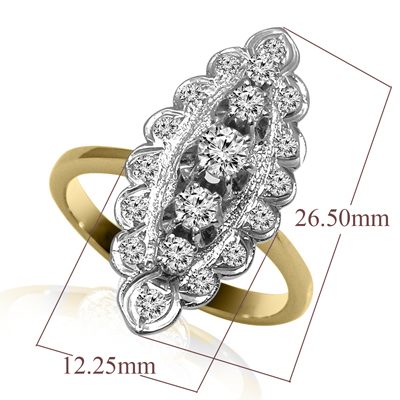 14K Gold Genuine Diamond Russian style Ring