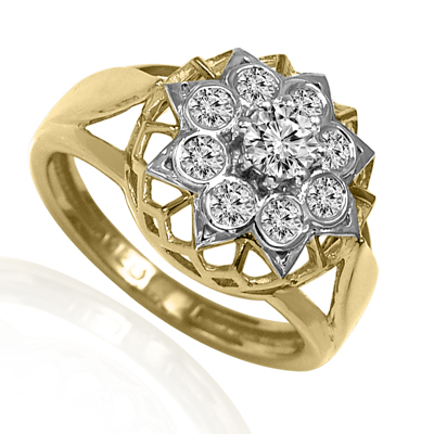 14k Solid Gold Genuine Diamond Russian style ring