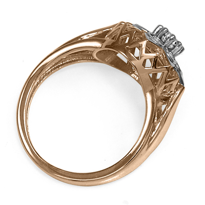 14k Solid Gold Genuine Diamond Russian style Ring