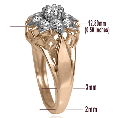 14k Solid Gold Genuine Diamond Russian style Ring