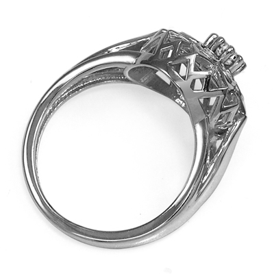 14k Solid White Gold Russian style Diamond Ring
