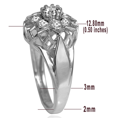 14k Solid White Gold Russian style Diamond Ring