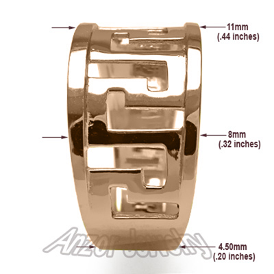 Men's 14k rose Gold Greek Key Ring 7 to 14
