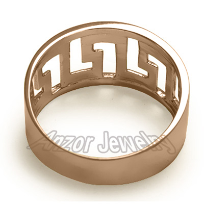 Men's 14k rose Gold Greek Key Ring 7 to 14