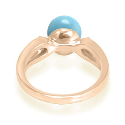Genuine Turquoise Split Shank Diamond Ring 14k