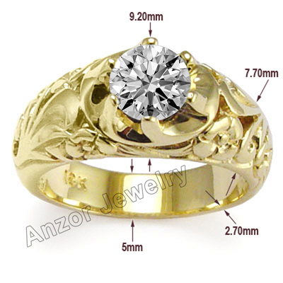 Men's 18k Yellow Gold ROCOCO design Diamond Ring