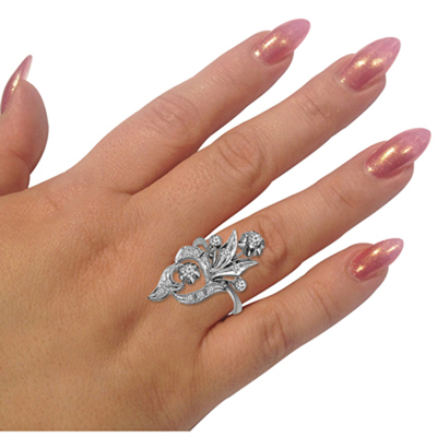 14k White Gold Genuine Diamond Ring