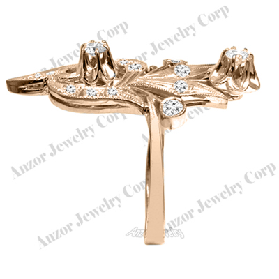 14k Rose Gold Genuine Diamond Russian Style Ring