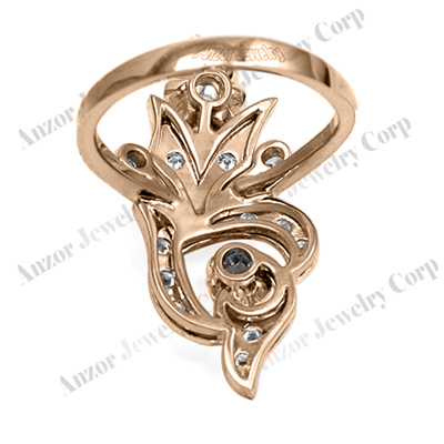 14k Rose Gold Genuine Diamond Russian Style Ring