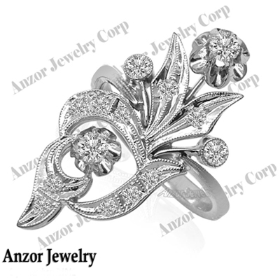 Genuine White Topaz Russian StylRing in Silver 925
