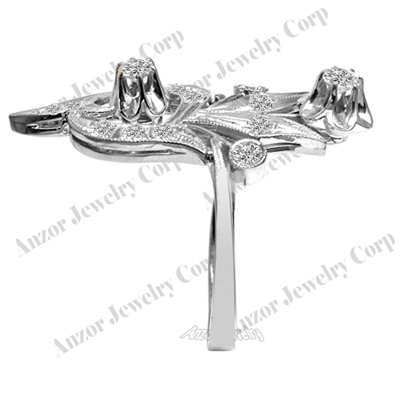 Genuine White Topaz Russian StylRing in Silver 925
