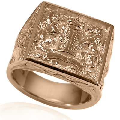 The Ten Commandments Men's Ring  in 14k Gold