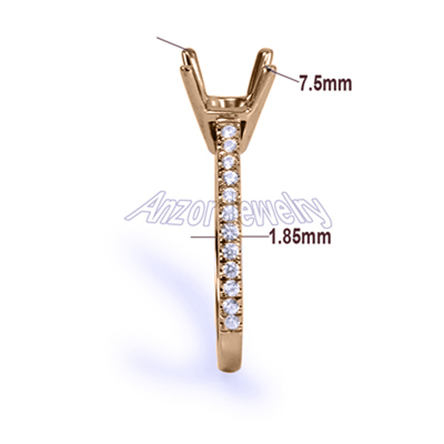 Cutdown Pave Diamond setting ring in 10k gold