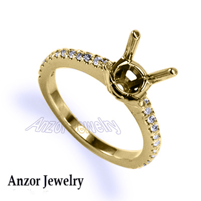 Cutdown Pave Diamond setting ring in 10k gold